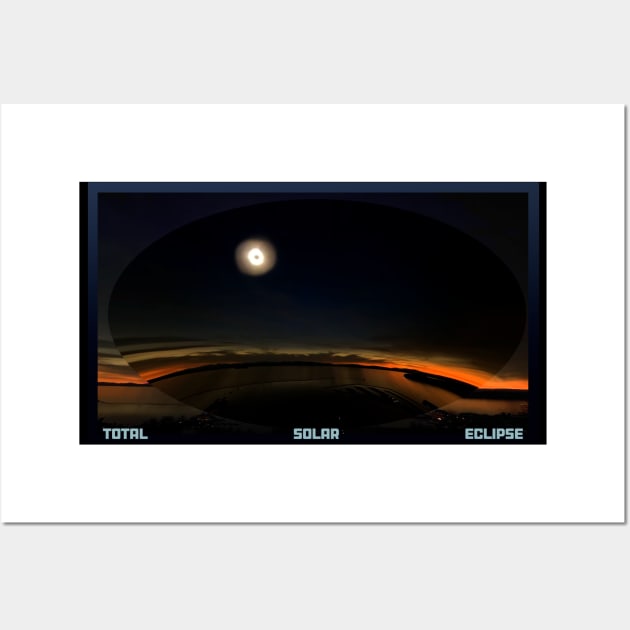 Total Solar Eclipse Sphere Sunset Sunrise Horizon mountains over lake Champlain Wall Art by Aurora X